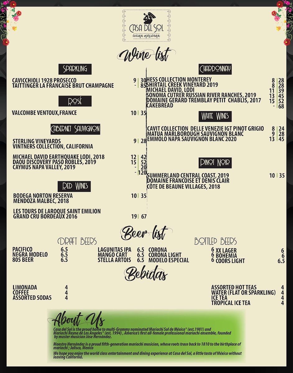 Menu Casa Del Sol Cocina Mexicana-2