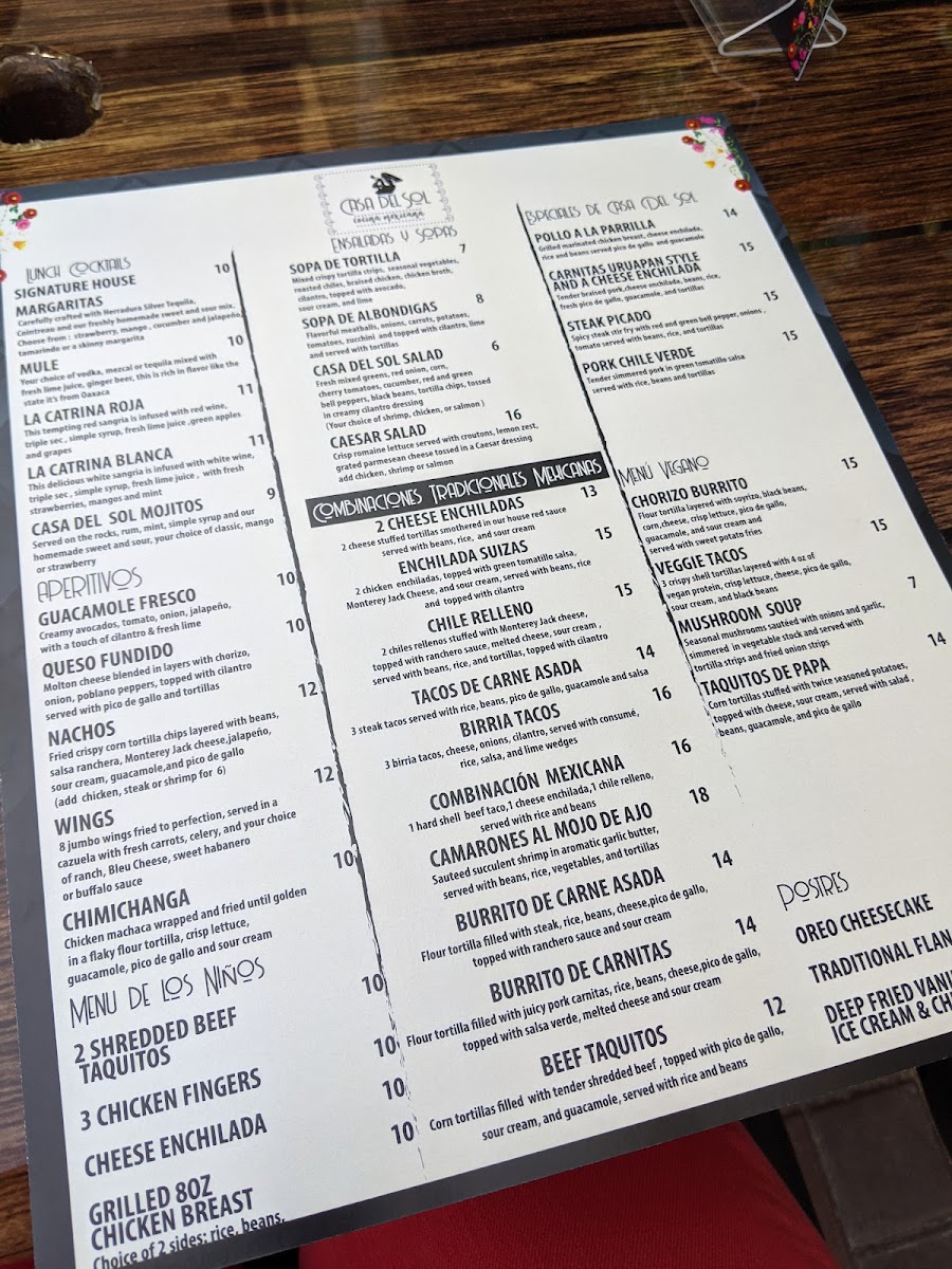 Menu Casa Del Sol Cocina Mexicana-8